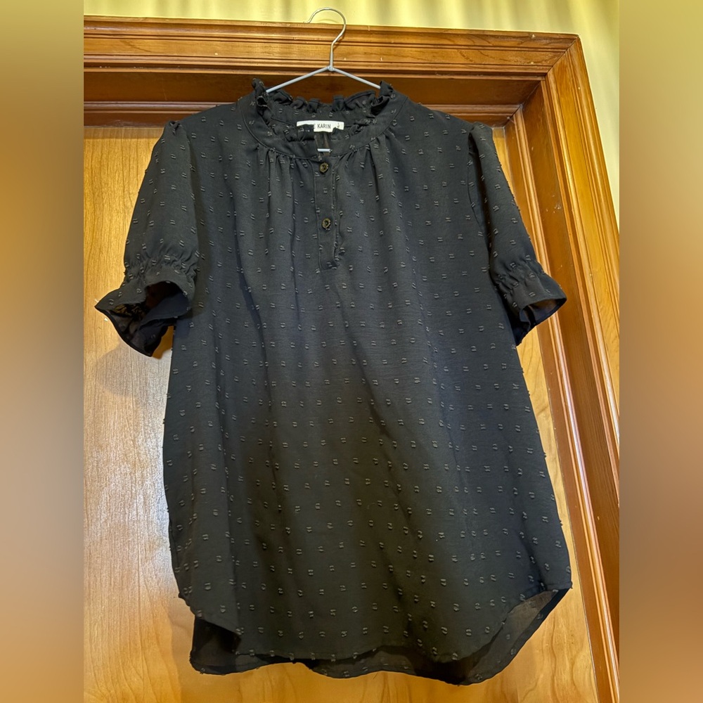 Grace Karin Navy Textured Blouse